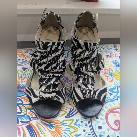 Jimmy Choo Horse Hair Zebra Print Heels - Picture 1 of 6